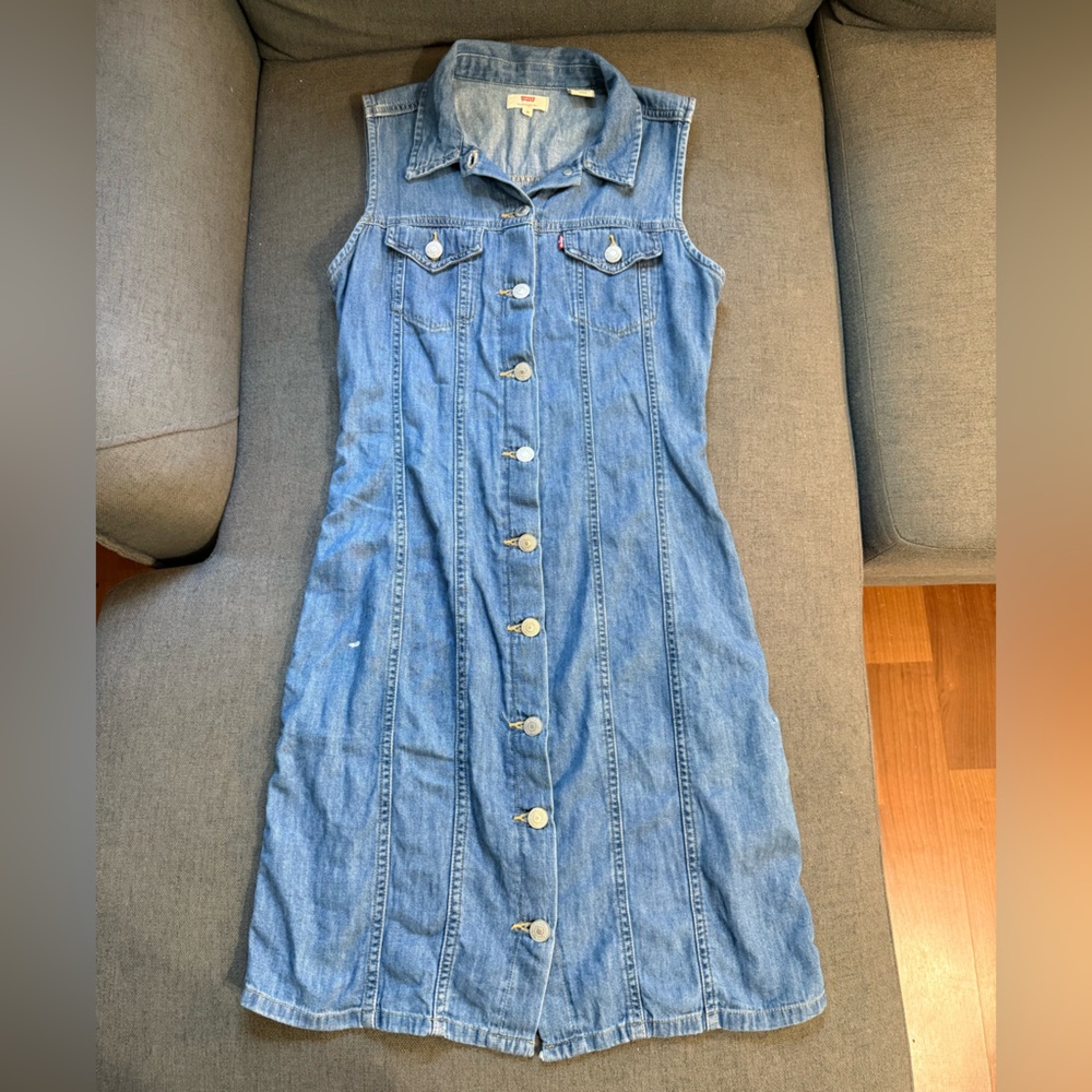 Levi's Women's Blue Denim Button-Down Dress